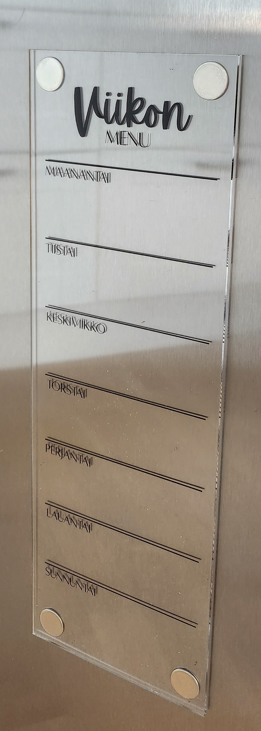 Menu jääkaapin oveen