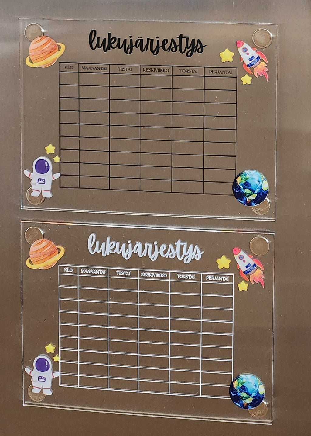 Lukujärjestys (avaruus) jääkaapin oveen