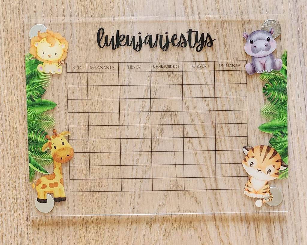 Lukujärjestys (viidakko) jääkaapin oveen