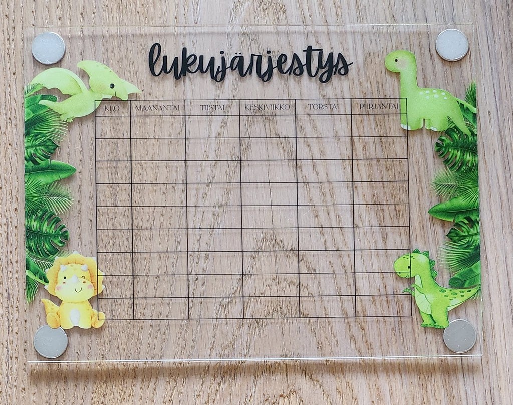 Lukujärjestys (dinosaurukset) jääkaapin oveen