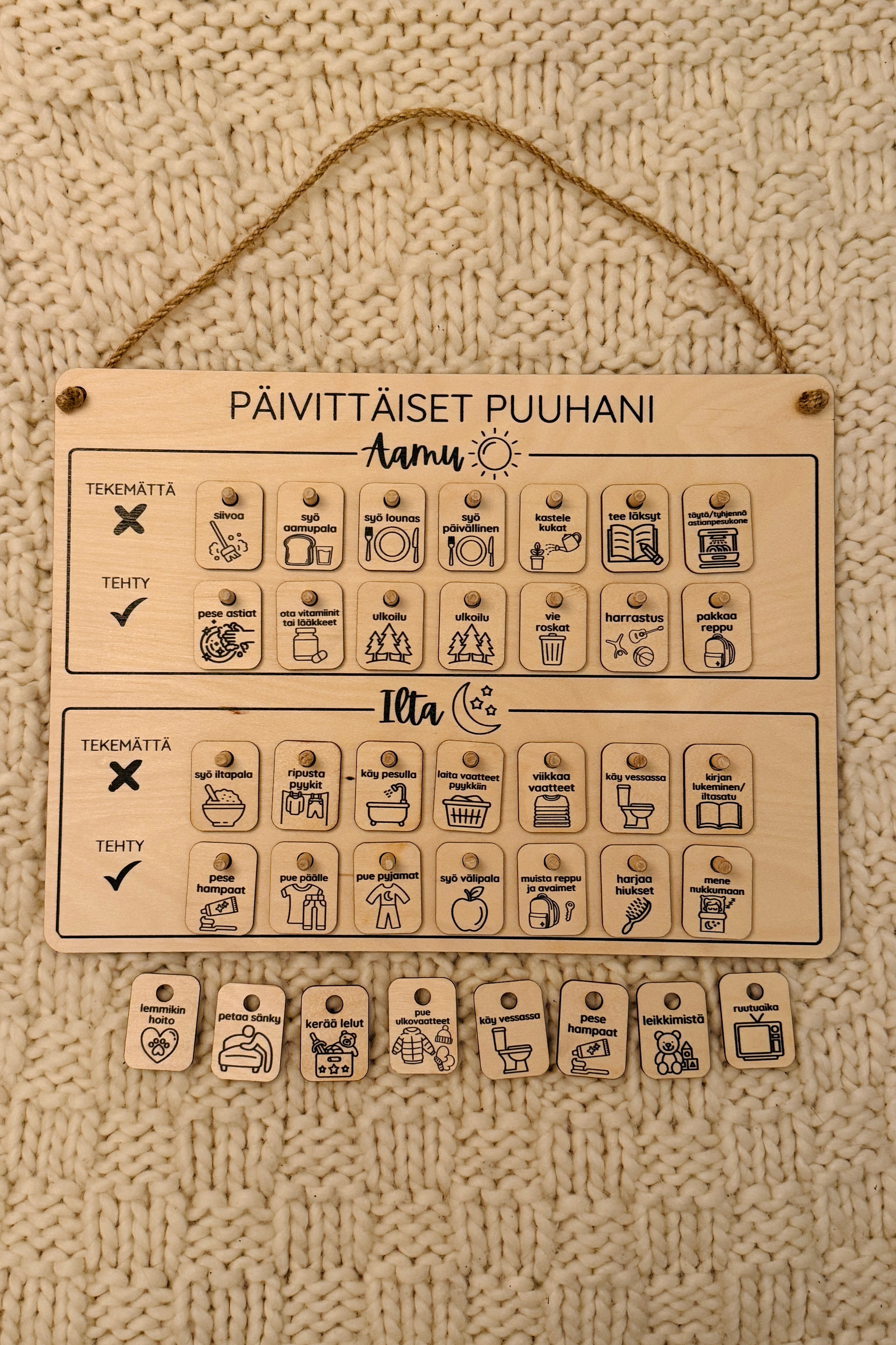 Päivittäiset puuhani -puutaulu
