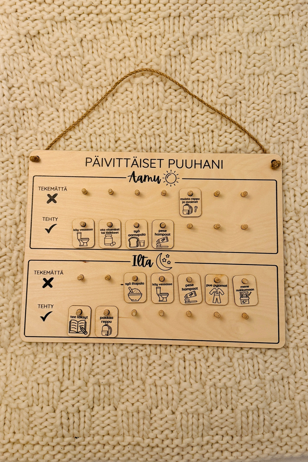 Päivittäiset puuhani -puutaulu
