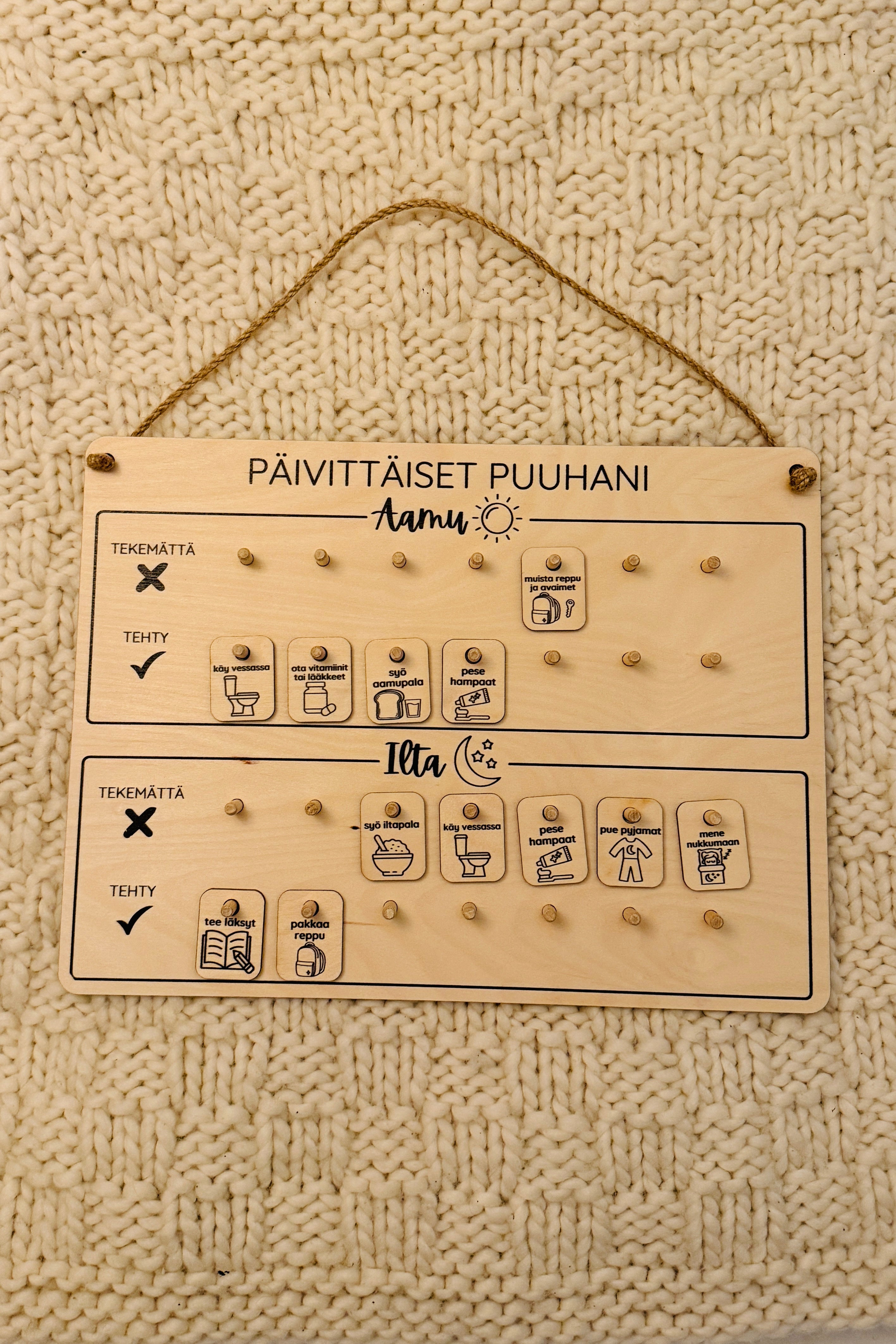 Päivittäiset puuhani -puutaulu