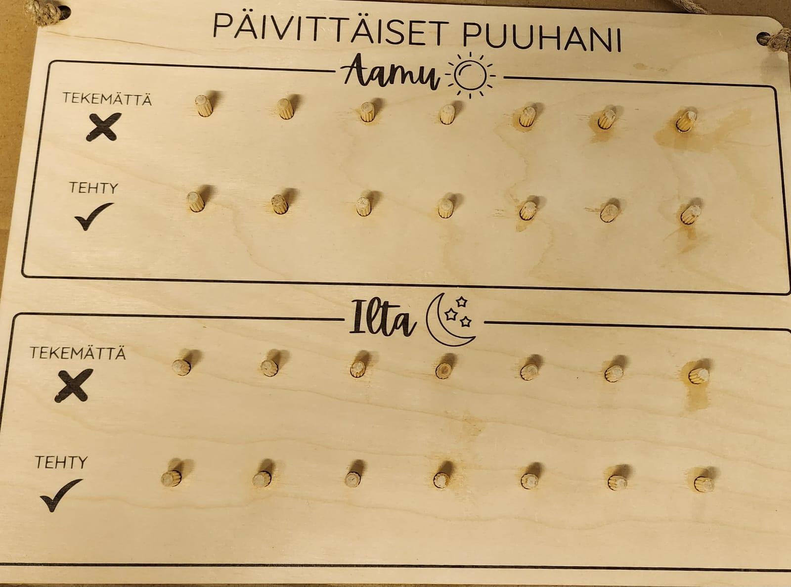 Päivittäiset puuhani -puutaulu (kakkoslaatu)