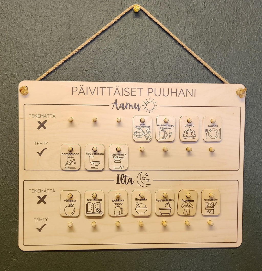 Päivittäiset puuhani -puutaulu (kakkoslaatu)