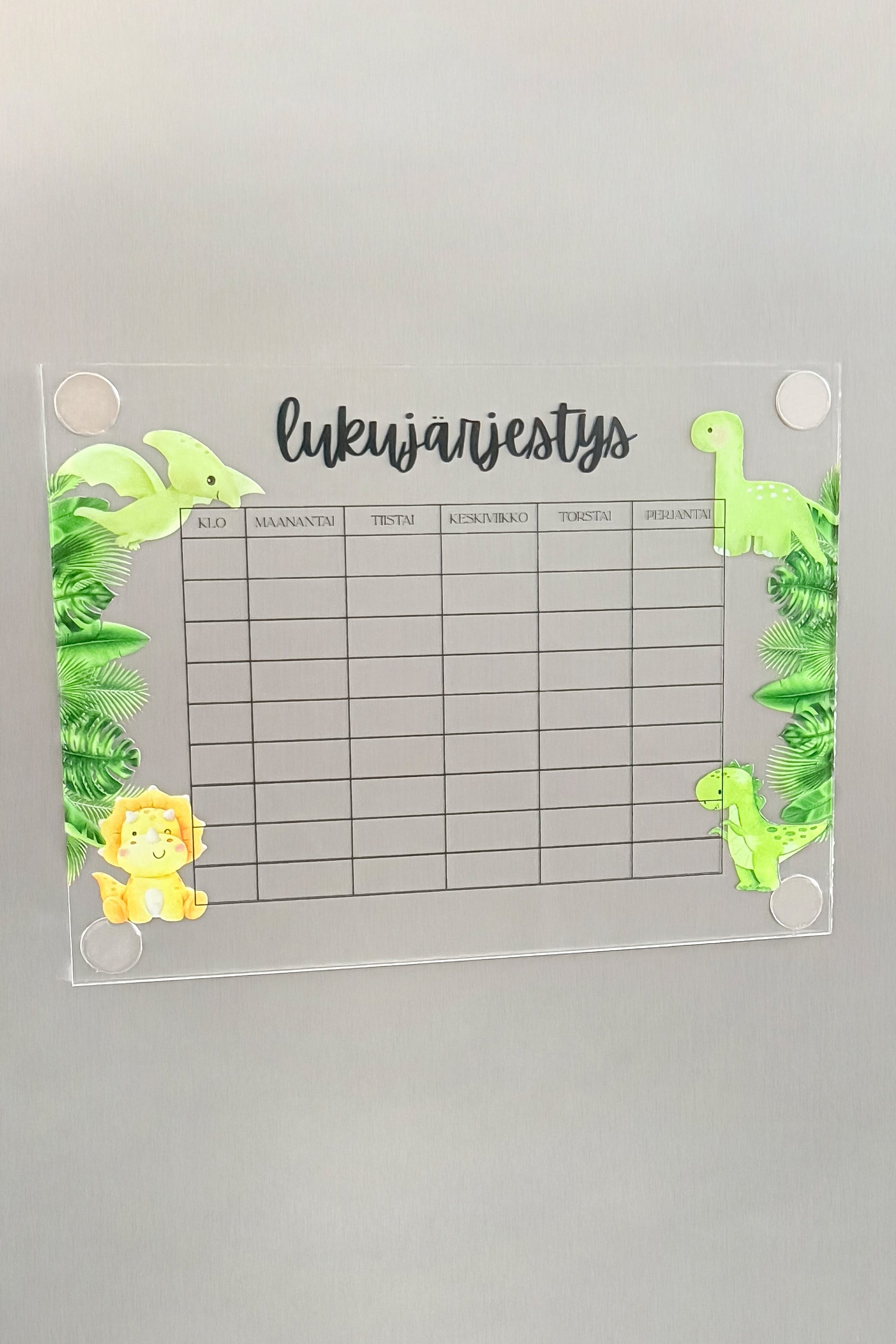 Lukujärjestys (dinosaurukset) jääkaapin oveen