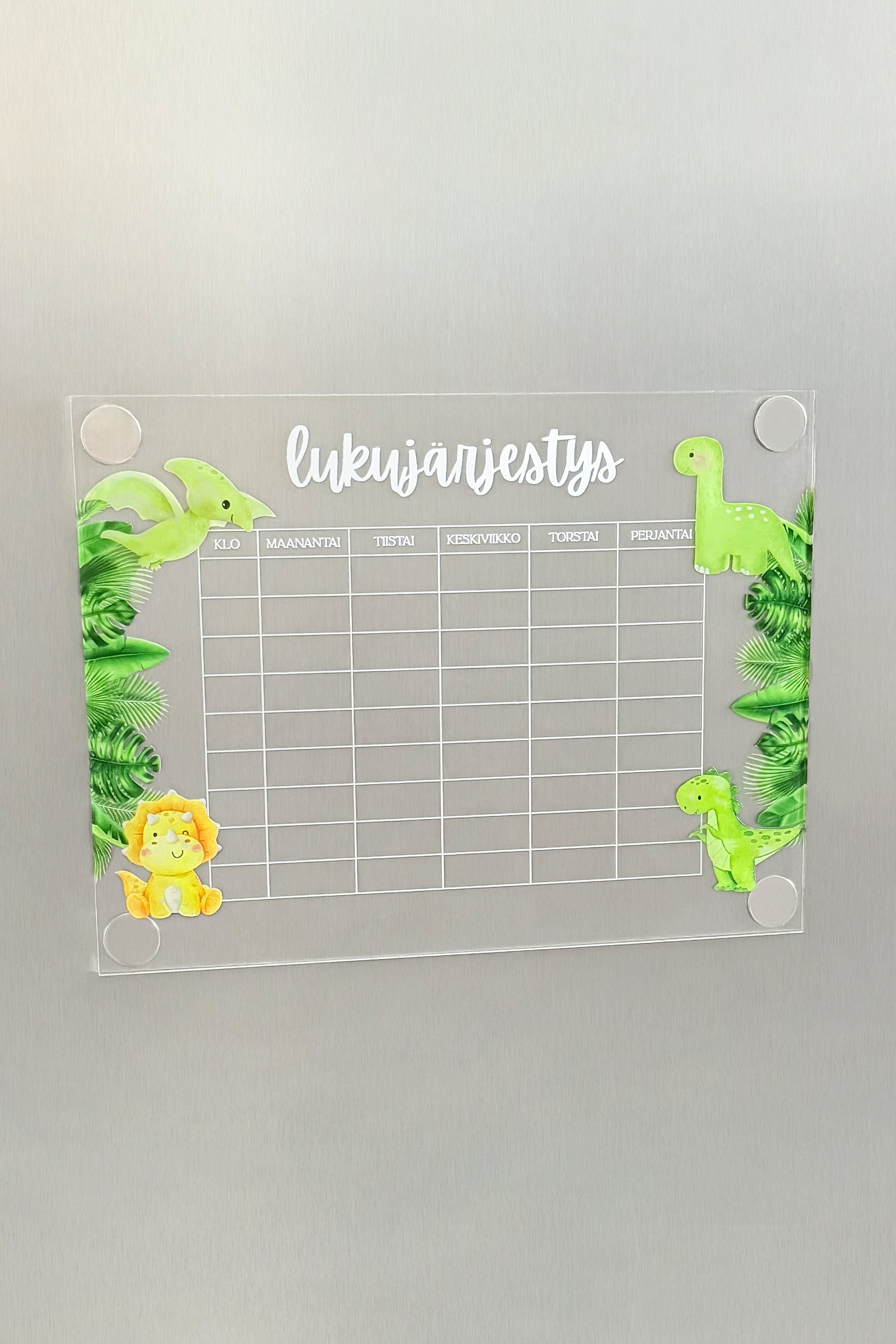 Lukujärjestys (dinosaurukset) jääkaapin oveen