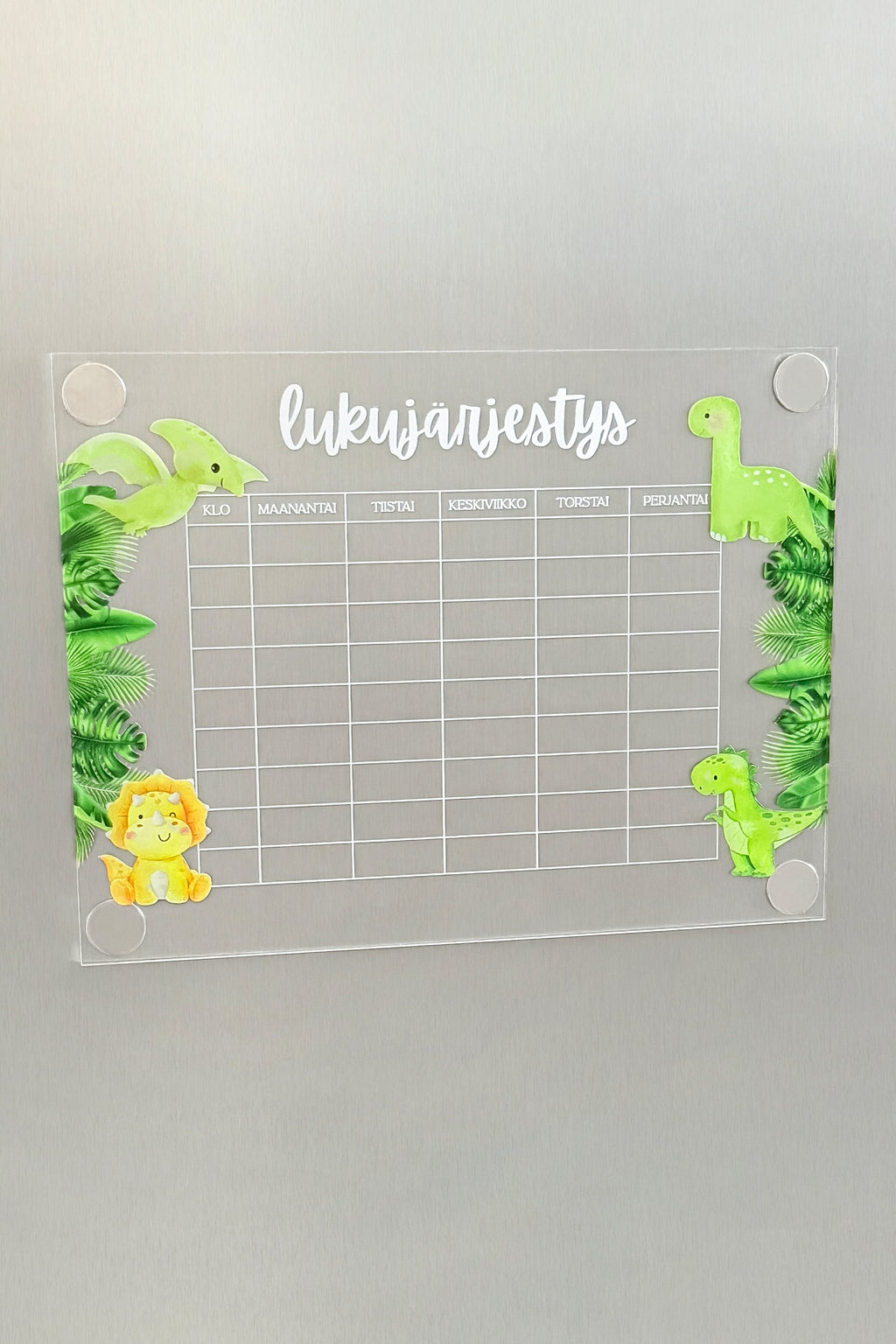 Lukujärjestys (dinosaurukset) jääkaapin oveen