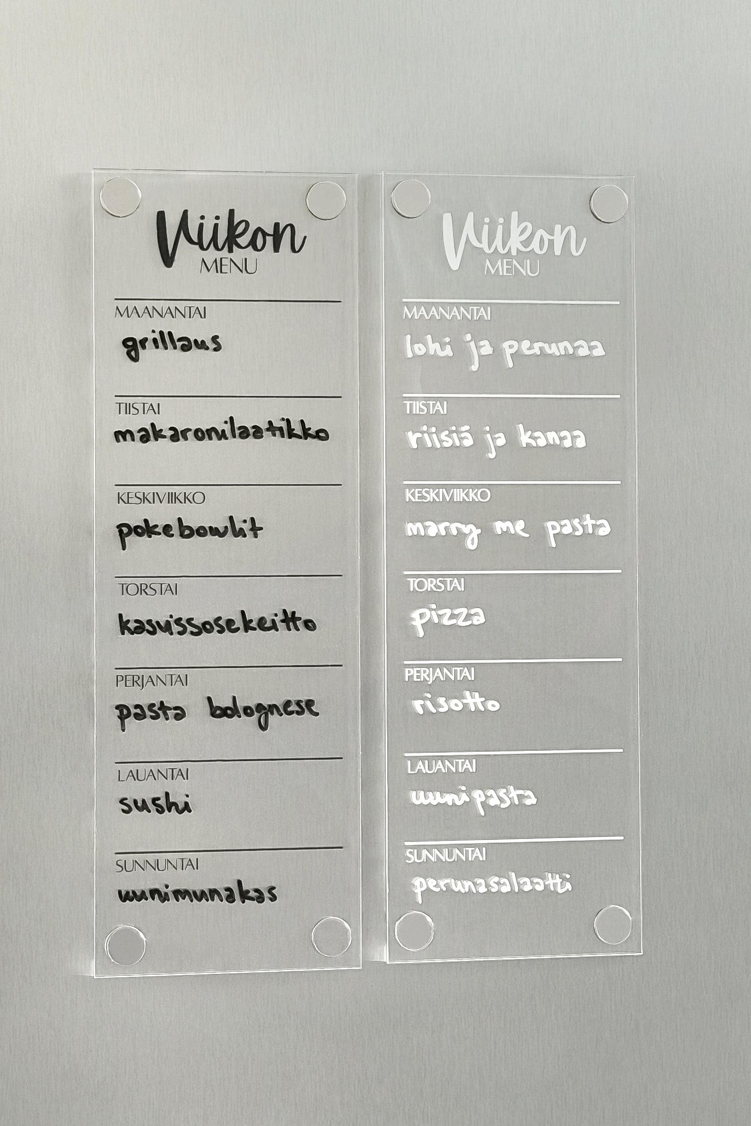 Menu jääkaapin oveen